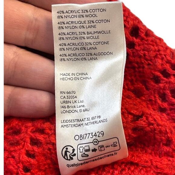 by Anthropologie Red Pointelle Knit Sweater Size XL New OB1773429 - Picture 7 of 7